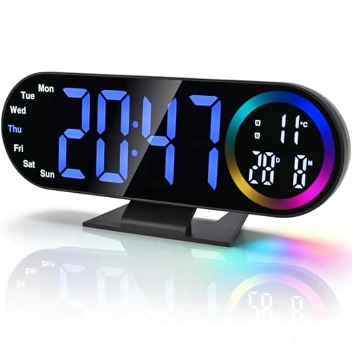 Digital Alarm Clocks with 16 Night Light, Loud Alarm Clock for Heavy Sleepers Adults Teens Kids Seniors, 3 Brightness 2 Alarm Mirror and LED Big Display Clocks for Bedside, Desk, Bedrooms Living Room - Image 1