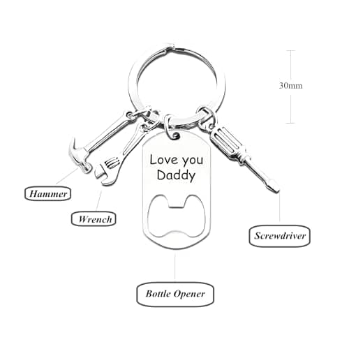 Ediseng Funny Dad Father Day Gifts from Daughter,Cool Keychain for Men,Cool Dad Keychain with Bottle Opener,Wrench,Screwdriver and Hammer - Thumbnail 6