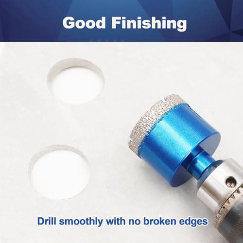 Dry Diamond Core Drill Bit Set,BRSCHNITT 2pcs 1-3/8 inch Diamond Hole Saw Core Drill Bit with Hex Shank for Porcelain Tile Ceramic Stone Granite Marble - Thumbnail 5