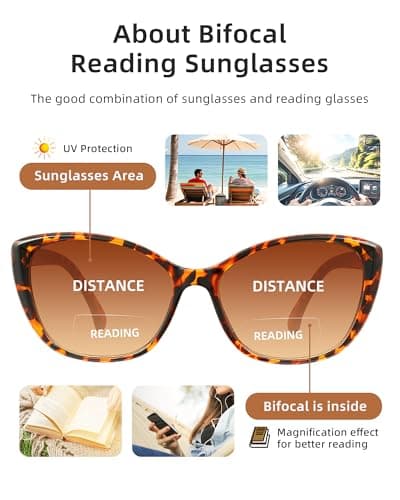JOLISU 3 Pack Bifocal Reading Sunglasses for Women, 2 IN 1 Sun Readers Glasses Spring Hinge with UV400 Protection (2.50) - Thumbnail 4
