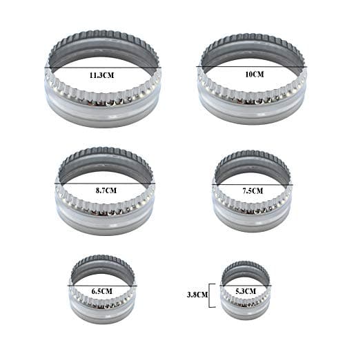 SurgeHai Fluted Cookie Cutters- Round Biscuit Cutters Set of 6 Pieces, Double Sided Fluted and Plain Edge Cookie Cutters, Stainless Steel - Thumbnail 2