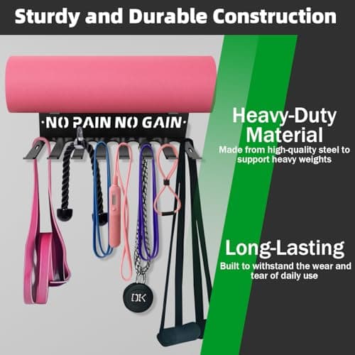 Multi-Purpose Gym Equipment Storage Rack Fitness Accessories Heavy Duty Hanger Yoga mat Holder Exercise Tools Hook for Resistance Bands Jump Ropes Weight Belts Hula Hoop Home Foam Rollers - Thumbnail 5