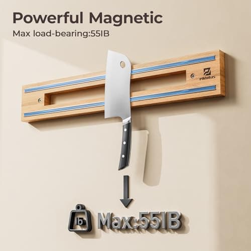 Magnetic Knife Holder for Wall, Magnet Knife Storage Strip Wooden 16.5 Inch, Use as Knife Bar, Knife Rack, Kitchen Utensil Organizers Tool, Wall Mount, Housewarming, Party, Gift - Thumbnail 2