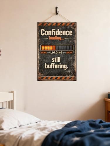 Confidence Loading Still Buffering Metal Tin Sign Vintage Funny Wall Decor Industrial Humor Quote Progress Bar Design Office Home Workspace Art 8x12 Inch Hanging Plaque - Thumbnail 2