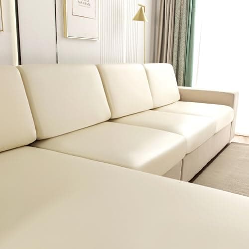 UWWGKK Waterproof Couch Covers, Stretch Couch Covers with Dirt-Resistant for Sectional Sofa,L Shape Sofa,Waterproof White Small Single Seat(1 Pcs) - Thumbnail 6