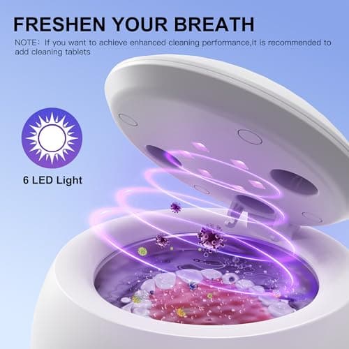 Ambiora Ultrasonic Retainer Cleaner Machine, 45kHz ultrasonic cleaner for denture/Jewelry/Toothbrush with 4 Cleaning Modes, Digital Timer, 200ML Mouth Guard Cleaner for Aligner - Thumbnail 3