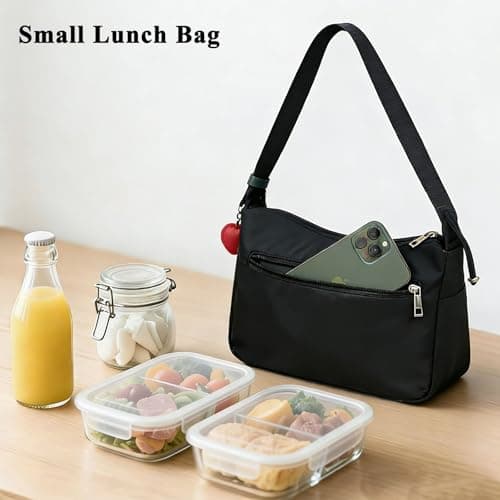 TTCAYU Lunch Bag Women Small Insulated Lunch Box Cute Lunchboxs Lightweight Cooler Bag For Work Picnic Travel (BLACK-lunch bag) - Thumbnail 6