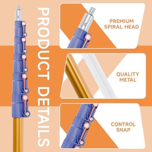 Telescopic Pole, 6-21 FT Multi-Purpose Extension Pole, Sturdy Aluminum Extendable Pole for Painting, Dusting and Cleaning - Thumbnail 3