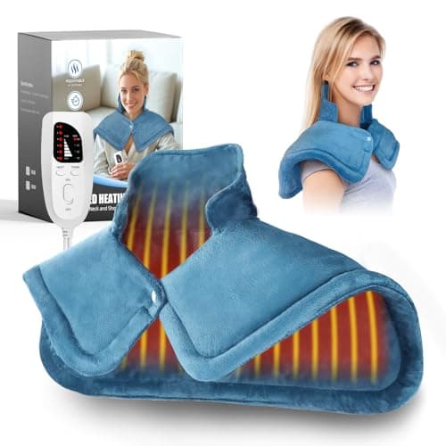 Curety Heating Pad for Neck and Shoulders, Weighted Electric Neck Heating Pad for Back Pain Relief 6 Heat Settings 4 Timers Auto Off Birthday for Women Mom Men Dad - Image 1