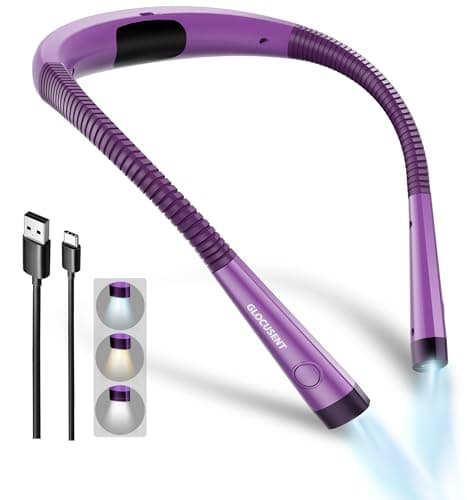 Glocusent Book Light, 3-Color & 6-Brightness Reading Light, Bendable Neck Light, 80-hr Lasting Rechargeable Book Light, Perfect Reading Lights for Books in Bed, Knitting, Repairing, Book Lovers Gifts - Image 1