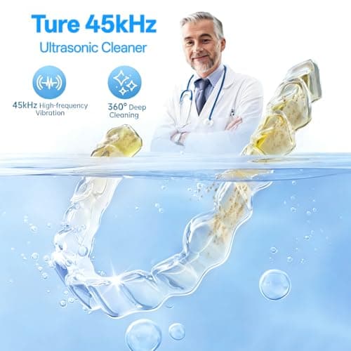 Ultrasonic Retainer Cleaner Machine, 45kHz Dental Cleaning Pod with Digital Timer for Dentures, Mouth Guards, Night Guards, Aligners, Toothbrush, Jewelry, Dental Appliances, 200ML Capacity - Thumbnail 2