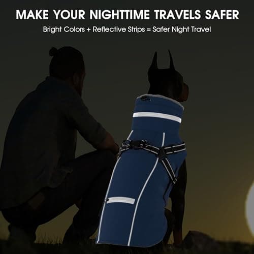 PETDSH Dog Coat Small, Built-in Harness Dog Jacket with Warm Fleece Lining, Waterproof Reflective Dogs Winter Coat, Pet Coats with Pocket and Trash Bags (Navy Blue, Small) - Thumbnail 4