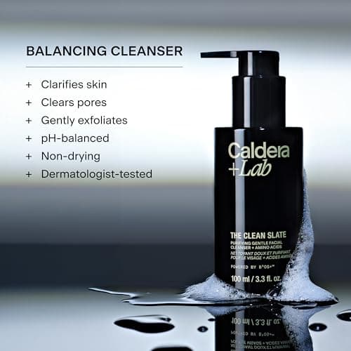 Caldera + Lab The Clean Slate | Men's Organic Foaming Facial Cleanser for Dry, Sensitive, & Normal Skin – Vegan, Natural & Antioxidant Packed Exfoliating Face Wash - Thumbnail 3