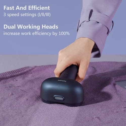 Nesugar Electric Professional Dual-Head Fabric Shaver and Lint Remover and Clothes Shavers with Green Light aided Identification, 3-Speeds (M5) - Thumbnail 6