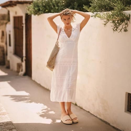 EQAUDES Wedge Sandals for Women Espadrille Open Toe Beach - Raffia, Platform, Summer, Outdoor, Straw, Comfortable, Beige, Vacation Sandal for Womens - Thumbnail 2