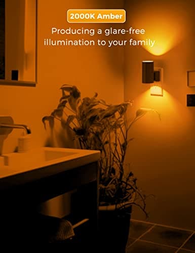 L LOHAS LED Night Light, Amber Nightlight, Dimmable Night Light, Light Sensor, Yellow Nightlight, 0-100LM, Sleep Light for Kids, Soft & Warm Light for Bedroom, Bathroom, 2 Pack - Thumbnail 5