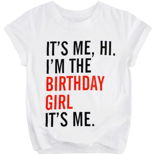 Girl Birthday Shirt 11 12 Year Old Hi Its Me Im The Birthday Girls Outfits 11th 12th Kids Letter Graphic Short Sleeve Tops White - Image 1
