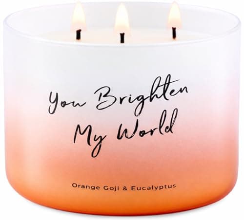 Orange Goji Eucalyptus 3-Wick Scented Soy Candle | 15.8 oz Large Aromatherapy Stress Relief Candle for Home | You Brighten My World Gift | Long Lasting Clean Burning - Image 1
