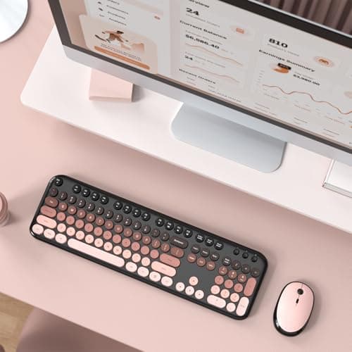 Atelus Wireless Keyboard and Mouse Combo, Typewriter Full Size Retro Keyboard with Number Pad, Ergonomic Design for Windows 7 8 10 11 PC Laptop Desktop, Home and Office Use - Thumbnail 6