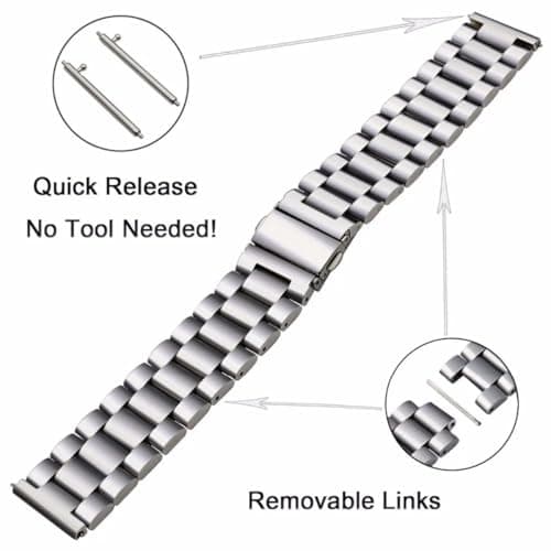 Stainless Steel Watch Band 20mm Quick Release Universal Metal Watchband,Smart Watch Strap Replacement Band for Men Women - Thumbnail 5