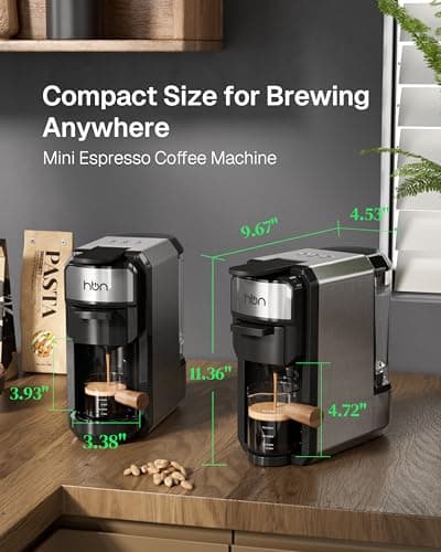 HBN 3-in-1 for Nespresso Capsule & K-Cup Pods & Ground Coffee Multi Coffee Maker Single Serve, 19Bar Programmable One-Touch Brewing Espresso Machine, 20oz Removable Water Tank, 1450W Fast Heat - Thumbnail 4