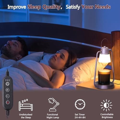 Candle Warmer Lamp with Timer for Women, Dimmable Electric Wax Warmer Lamp for Jar Candles, Candle Lamp Warmer with 2 Bulbs,Home Decor, Birthday Gifts for Mom Men - Thumbnail 5