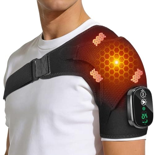 Shoulder Heating Pad with Massage, Cordless Heated Shoulder Wrap for Pain Relief, Rotator Cuff & Frozen Shoulder Support, Portable 3 Heat & 3 Vibration Shoulder Massager for Deep Tissue - Image 1