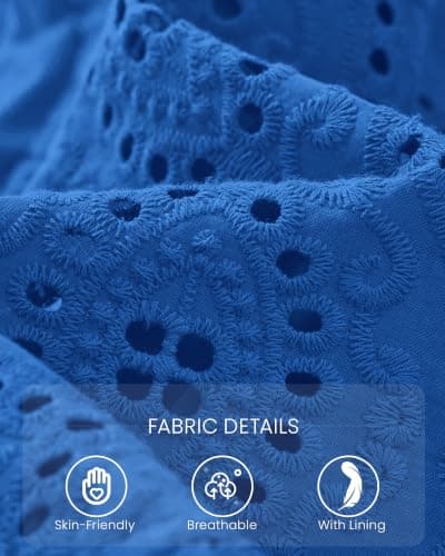 BTFBM Womens Tank Tops 2026 Summer Casual Sleeveless Button Down Shirts Embroidered Eyelet Blouse Beach Vacation Clothes(Blue, Large) - Thumbnail 4