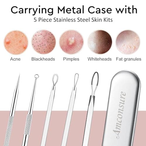 Amconsure Facial Steamer - Nano Ionic Face Steamer Warm Mist Steamer for Home Sauna SPA, Humidifier for Face Steamer for Deep Cleaning Unclogs Pores Sinuses - Bonus 5 Piece Stainless Steel Skin Kit - Thumbnail 6