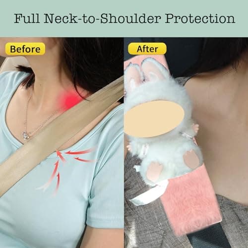 Gtsrlp Car Seat Belt Cover Pad Secure 17cm Dolls in the Seatbelt Cushion, Cute Chic Car Companions Doll Accessories, Interchangeable Doll for Display, Pink(No Doll) - Thumbnail 4