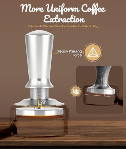 Irosiy 58MM Espresso Tamper - Professional Coffee Press with Non-Slip Base, Calibrated Pressure, Ergonomic Handle for Barista & Home Brewing - Grey - Thumbnail 6