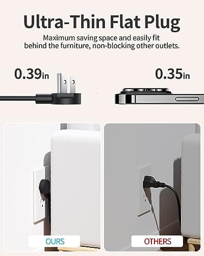 Extra Long Extension Cord 15 ft, NTONPOWER Flat Plug Power Strip with 3 Outlets 3 USB Ports(1 USB C), Flat Plug Power Strip, Extension Cord with Multiple Outlets for Lndoor, Home, Office, Dorm - Thumbnail 4