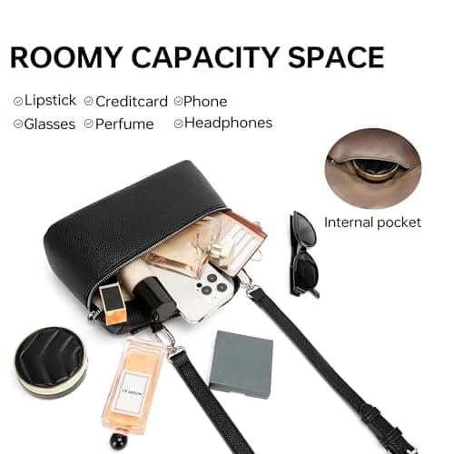 Kiss Sea Small Handbags for Women Top Handle Bag with Adjustable Shoulder Strap Crossbody Bags for Women Black - Thumbnail 4
