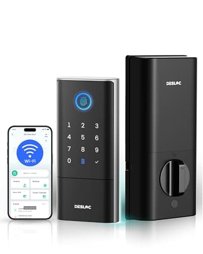 DESLOC Smart Lock K120 with GPT 3D Fingerprint, 15,000mAh Battery (Up to 13 Months), Keyless Entry Door Lock with Built-in WiFi, IP65 BHMA Grade 3 Deadbolt for Home, Rental & Airbnb, Black - Image 1