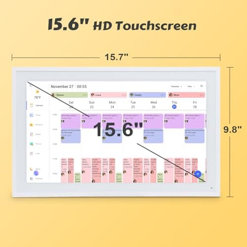 COMIX 15.6" Smart Digital Wall Calendar - WiFi Family Organizer with Sync Google/Outlook/Apple Calendar, Touchscreen Meal Planner & Chore Chart, Digital Photo Frame for Home & Office - Thumbnail 2