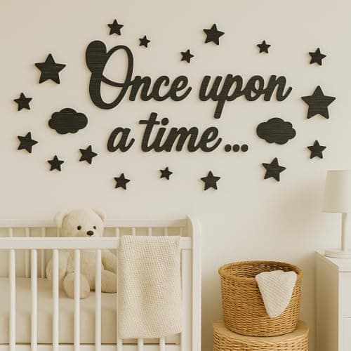 Woodamore Once Upon A Time Sign for Nursery Decor - Once Upon A Time Wall Decor, Reading Corner Decorations for Kids, Wood Reading Sign for Kids Bookshelf Decor - Image 1