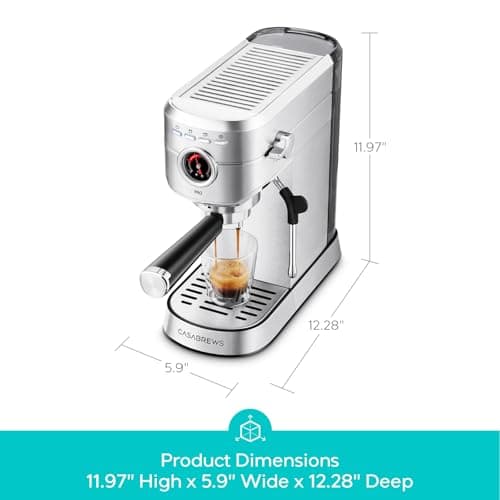 CASABREWS 5418 PRO Espresso Machine 20 Bar, Upgraded Espresso Maker with Powerful Steam Milk Frother, Stainless Steel Coffee Machine with Fast Heating System for Cappuccino, Latte, Silver - Thumbnail 6