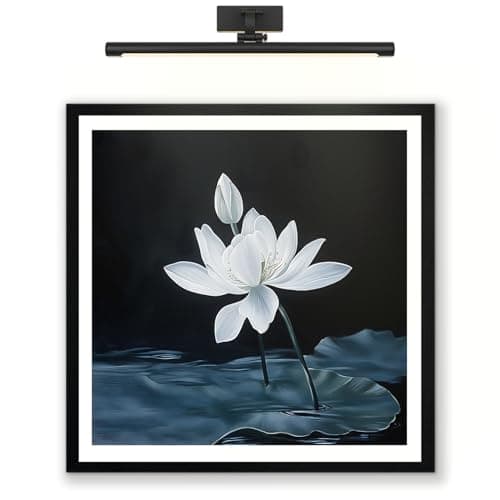 Moonow7 White Lotus Flower Wall Art Prints, Small Zen Floral Poster for Living Room Decor, Minimalist Botanical Artwork for Bedroom Meditation Corner, Nature Accent, Unframed Size 30x30 cm / 12x12”