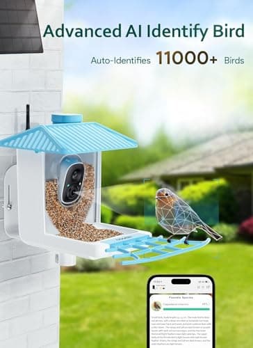 Osoeri Bird Feeder with Camera - Solar Smart Bird Feeder with AI Identify, 1080P HD Auto Capture Birds Video, Real-Time Alerts, Gifts for Family and Friends, 2.4GHz WiFi - Thumbnail 3
