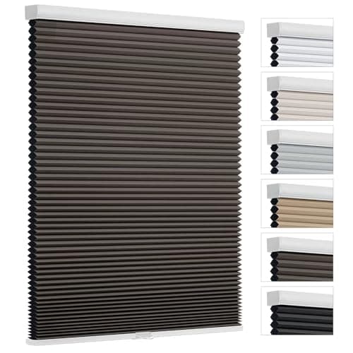 Changshade Blackout Cellular Shades Cordless Blinds for Indoor Windows, Room Darkening Honeycomb Pull Down 1.5" Cell for Bedroom, Bathroom, Nursey, Taupe, Shade Size 35.5 Inch Width, 72 Inch Height - Image 1