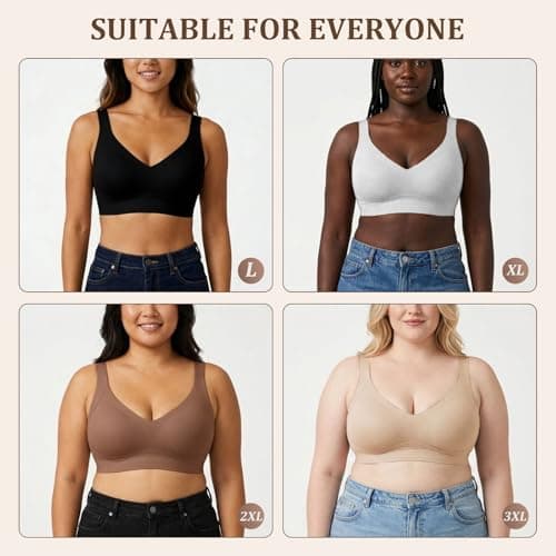 Ga0amm Women's Undergarment Bras Featuring a Wire-Free and Seamless Design, offering Substantial Support(2 Pack) (US, Cup Band, XX-Large, B, DD, Black) - Thumbnail 6
