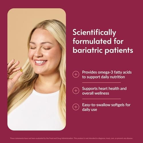 Bariatric Advantage Omega-3 300 EPA DHA Fish Oil Capsules, Concentrated Source of Fatty Acids from Sustainably Sourced Cold Water Fish - Lemon Lime, 270 Softgels - Thumbnail 2