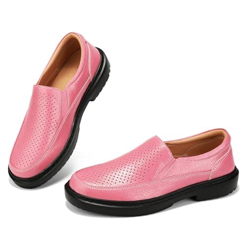 BEAUSEEN Women's Comfort Slip-On Loafers Breathable Driving Mocs Walking Shoes Comfort Business Casual Dress Flats Shoes for Women Pink, 7.5 US - Image 1