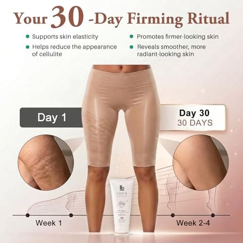Lady B Firming Body Lotion with Caffeine & Shea Butter – 200mL Swiss-Made Cream + Italian FIR Short Tights – 2-in-1 System for Smoother, Tighter Skin & Cellulite Reduction – Oeko-Tex Certified - Thumbnail 4