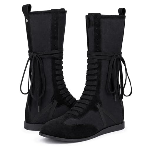 LACIKOSZ Womens Fashion Sneakers Sport Lace Up Dressy Casual Boots High Top Athletic Streetwear Shoes Black - Image 1
