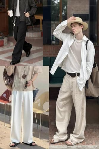 Heyfanee Linen Pants Men Casual Loose Fit Summer Beach Pants for Men Blue Lightweight 30 - Thumbnail 3