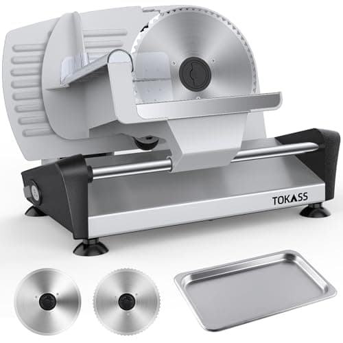Meat Slicer, DC Motor Quiet 200W Meat Slicer Machine for Home, Deli Slicer with 2 Removable 7.5'' Stainless Steel Blades, Adjustable Dial for 0-15mm, electric bread slicer for meat (200, Watts) - Image 1
