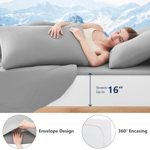 Quataly Cooling Comforter Set White Fitted Bottom Sheet and 1 Pillowscase-Twin Size Cooler Comforter for Summer Soft Breath 3pcs Set (1 Twin Comforter+1 Fitted Sheets+1 Pillowcase,White) - Thumbnail 6