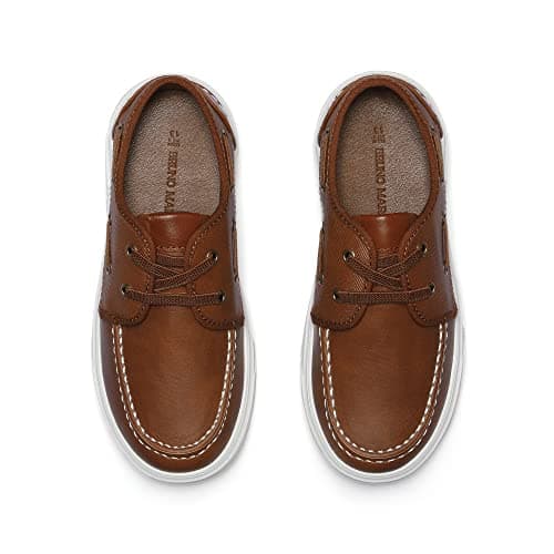 Bruno Marc Boys Boat Shoes, Classic Moccasin Toe, Slip-Resistant Outsole, Cushioned Comfort, Easy Slip-On with Elastic Laces, Casual School Daily Wear, Size 10 Toddler,Brown,SBLS2336K - Thumbnail 5