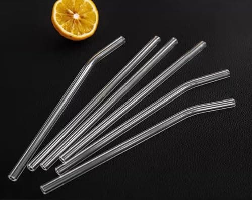 12 Pack Reusable Glass Straws, 7 inches x 8 millimeters, with 5 Straight Heads, 5 Curved Straws, and 2 Straw Cleaner Brushes. High borosilicate Glass Straws Set Great for juice, coffee, and cocktail - Thumbnail 3